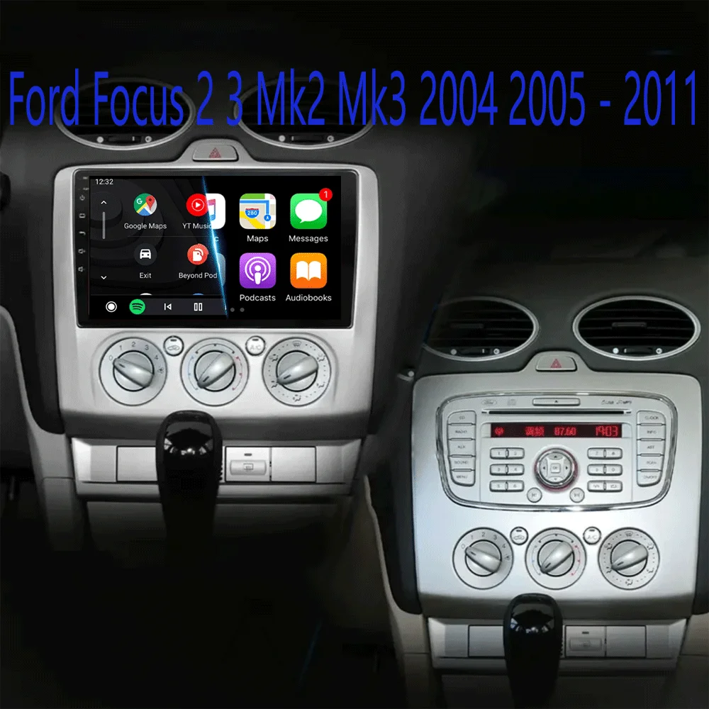 Android15 Carplay Auto For Ford Focus  Mk2 Mk3 2004 2005 2006 2007 - 2011 Multimedia Car Radio Player DSP WIFI+4G 2DIN Stereo