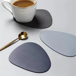 Leather Droplet Shape Mat Coaster Solid Color Heat Resistant Coffee Placemat Minimalist Non-slip Table Mat Kitchen Accessories