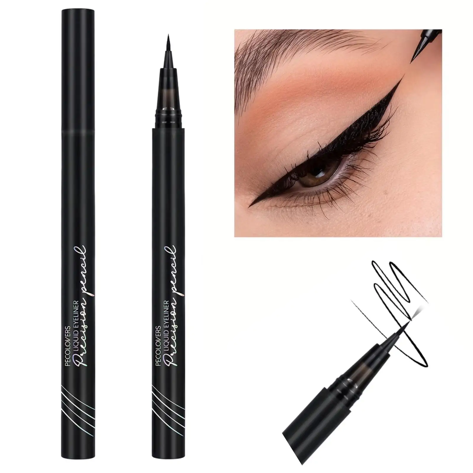 قلم تحديد العيون أسود اللون - طرف ناعم، سريع الجفاف، مقاوم للماء والعرق، مناسب للمبتدئين والمحترفين، أدوات مكياج العيون.