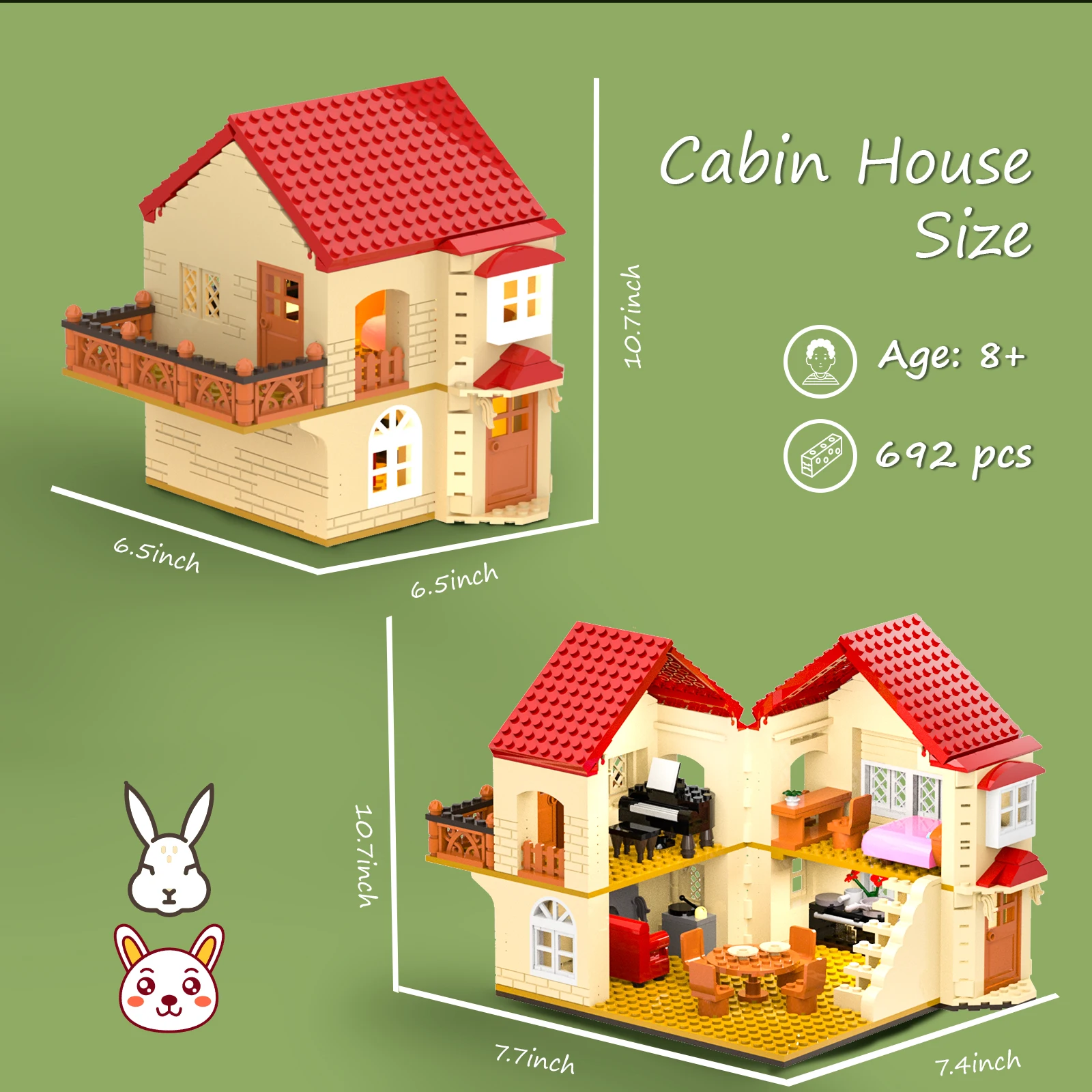 Cabin House Building Set Cozy Log Country Home with Lighting Kit, Home Decor DIY Gifts for Girls Boys Adults