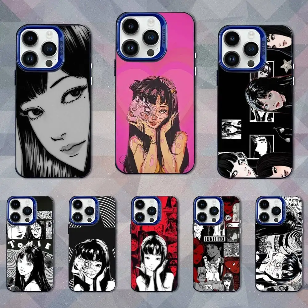 

Comics J-Junji Ito T-Tomie Phone Case For iPhone 16,15,14,13,12,11,Mini,Pro,SE,MAX Blue Matte Silicone Cover