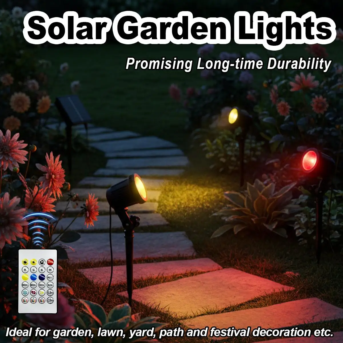 Solar Lawn Light APP Control Bluetooth Color Changing Weatherproof Ground Light Fence Bush Backyard Decoration Tree Spot Art