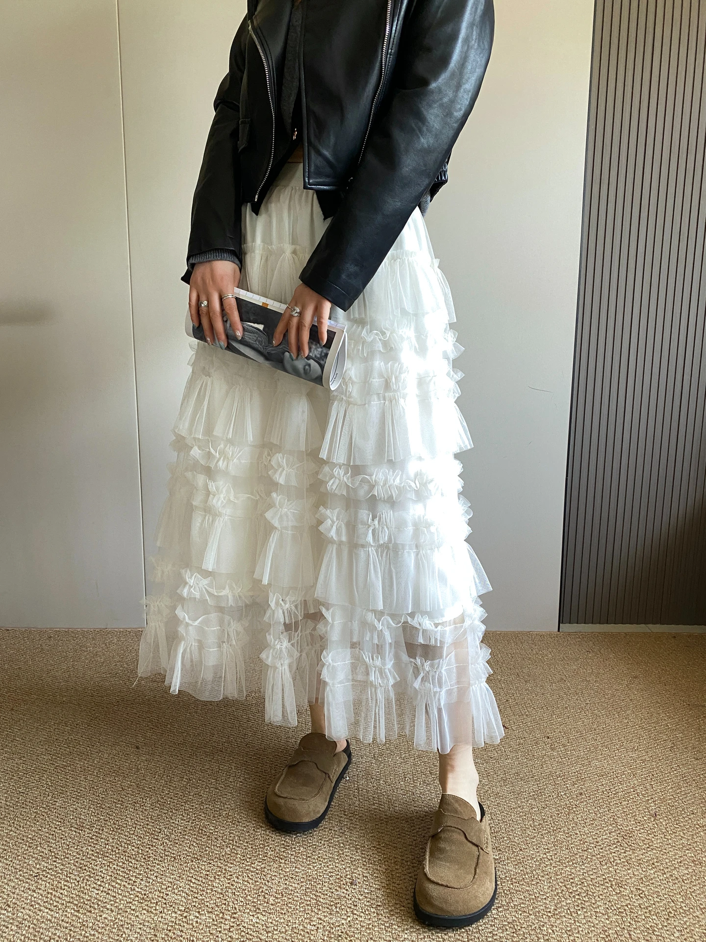 

Ele High Waist A-Line Skirt Women's Me Puffy f Skirt Commute Korean Sle with Inner Gored Skirt