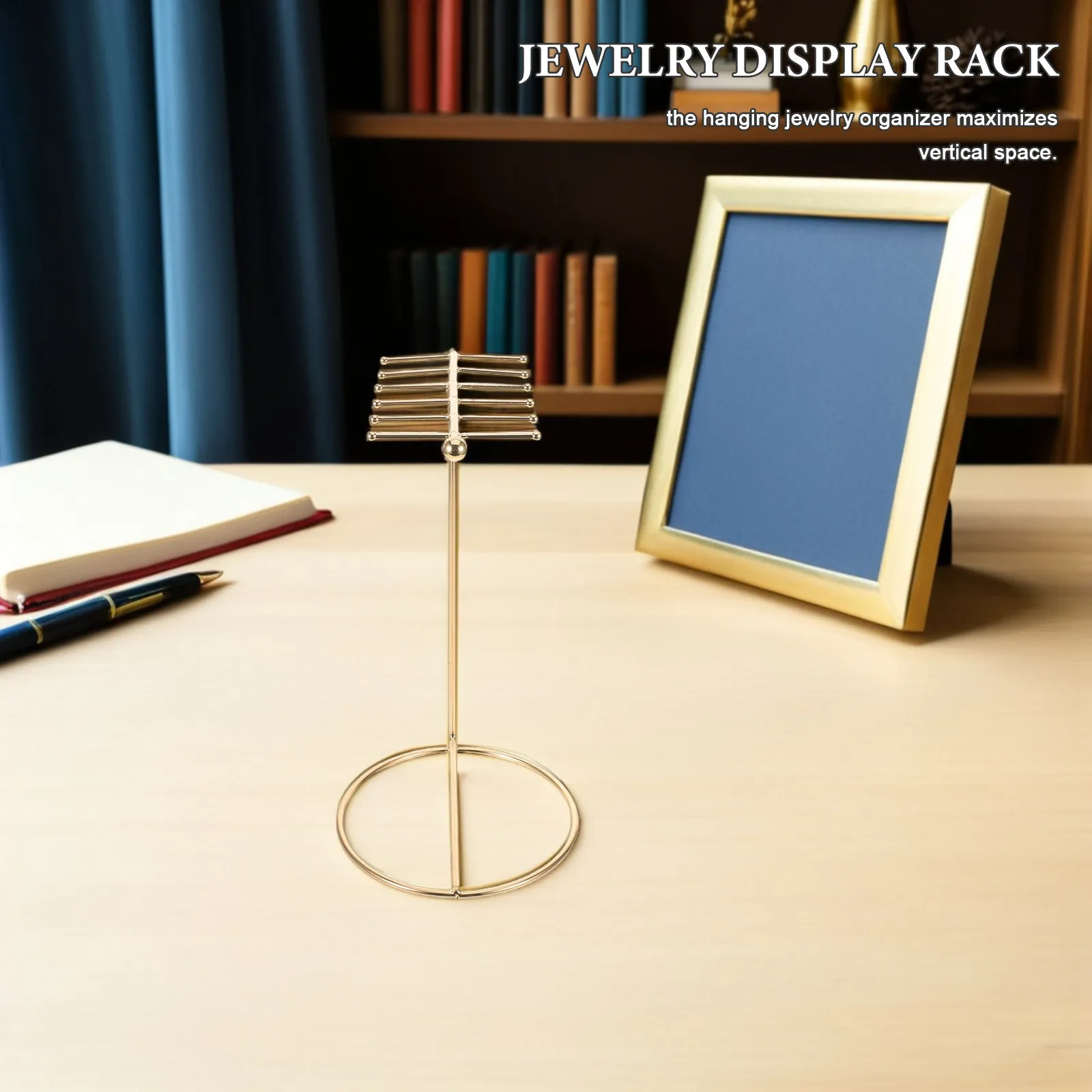 

Metal Jewelry Display Rack for Necklaces Earrings Bracelets Keychains Hanging Organizer Space Saving Elegant Desktop Tabletop