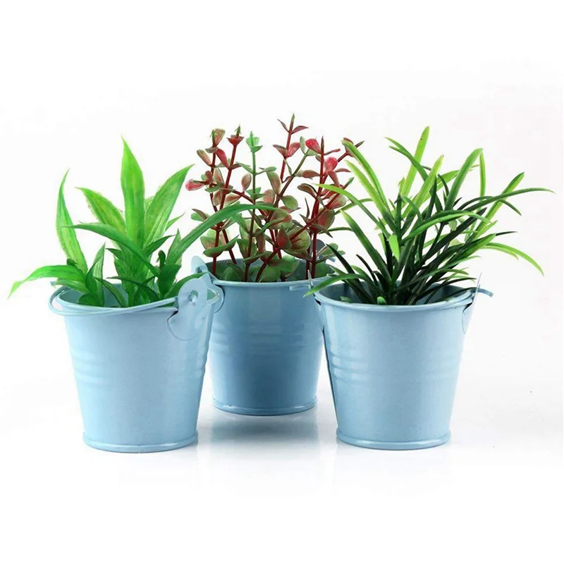 AB46-36Pcs Planter For Flowers Mini Buckets Metal Table Decoration (Random Color)