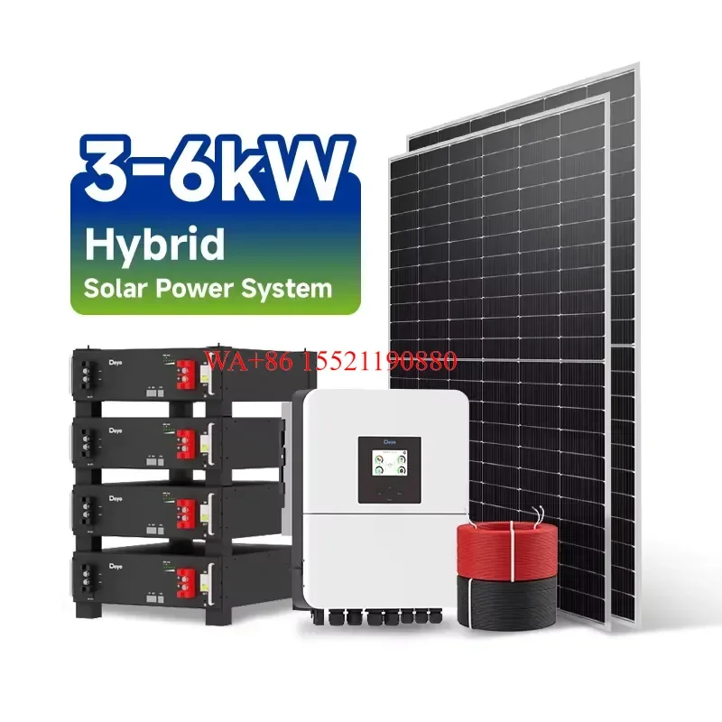 WMWMNU for Deye 3kW 4kW 5kW 6kW Hybrid Solar System Battery Inverter Solar Panel Kit Complete Home Backup Power Supply