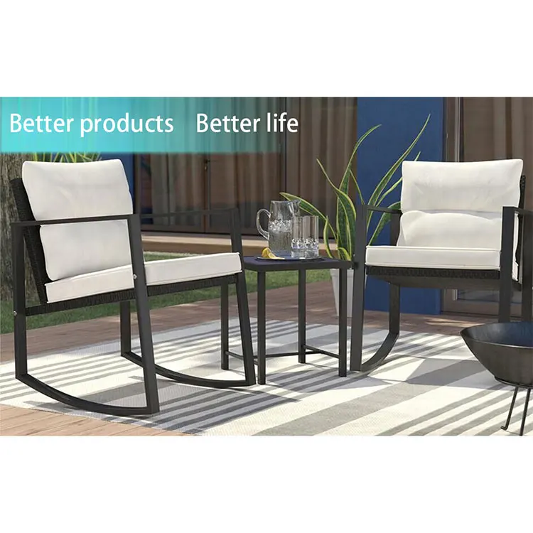 كرسي هزاز من الخيزران المقاوم للطقس قابل للتعديل لكبار السن يمكنه النوم لمجموعة أريكة غرفة المعيشة في الهواء الطلق #4