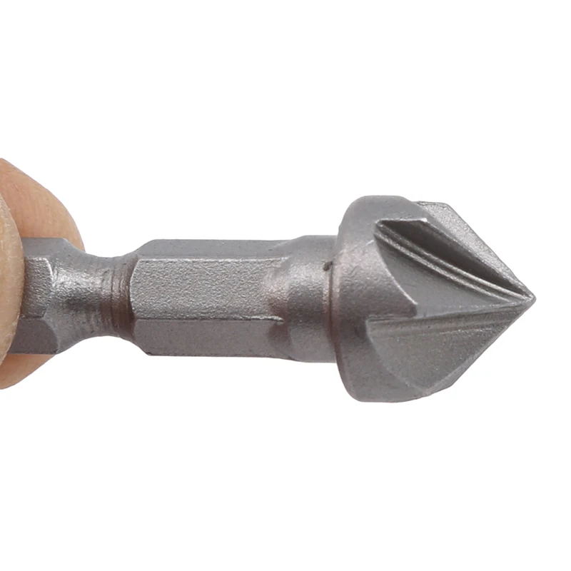 1PC 6 Flute 90 Degree Countersink Drill Chamfer Bit Cutter 1/4 Hex Deburring Drilling Bevel Cutting Remove Burr Tools