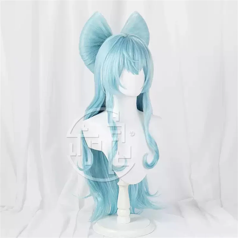 Genshin-Peluca de Cosplay de impacto Yumatisuki Mizuki, pajarita azul cian, pelo largo, sueños encantadores para Halloween, fiesta para mujeres y niñas