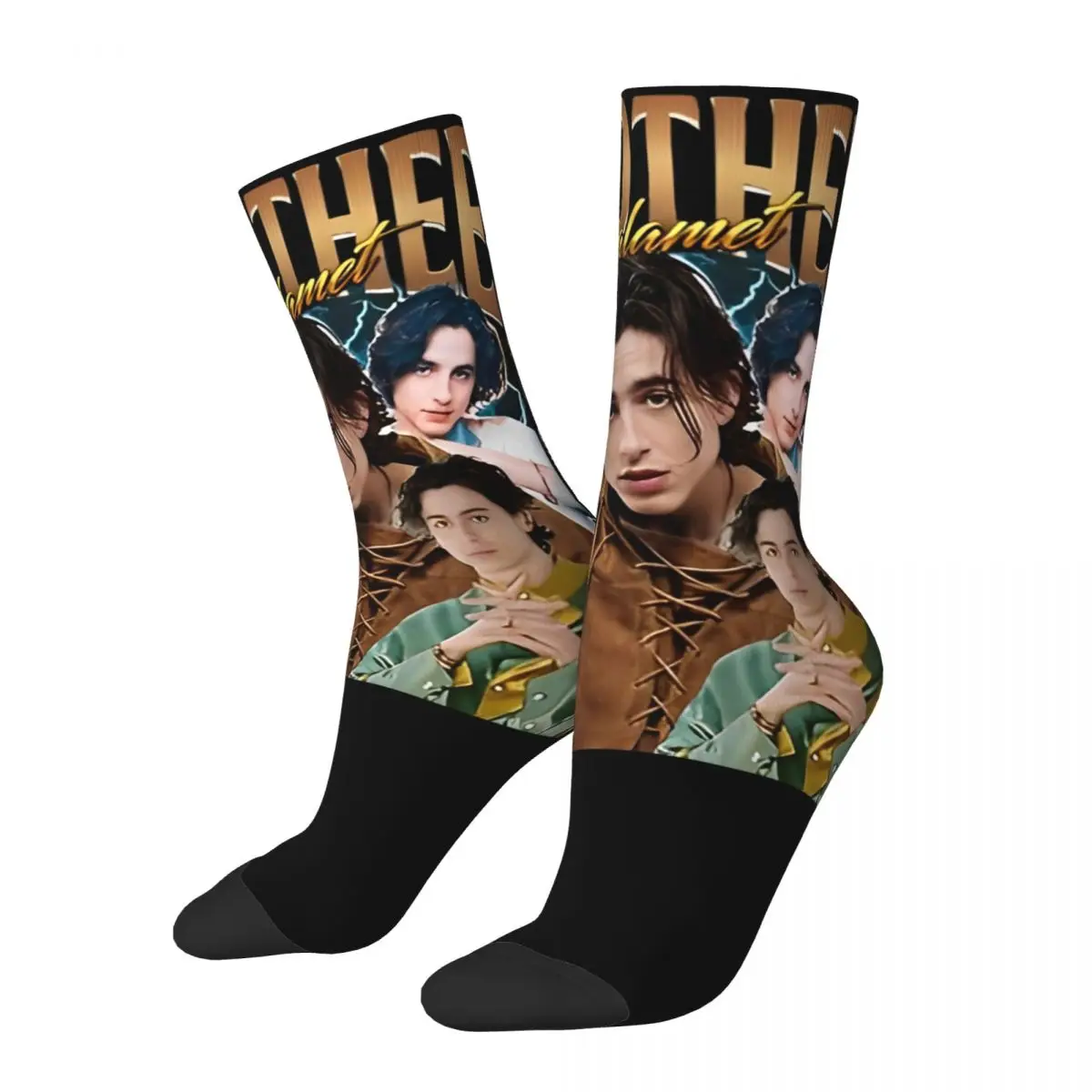 Winter Warm Crazy Design Women Men Retro Timothee Chalamet Socks Sweat Absorbing Crew Socks