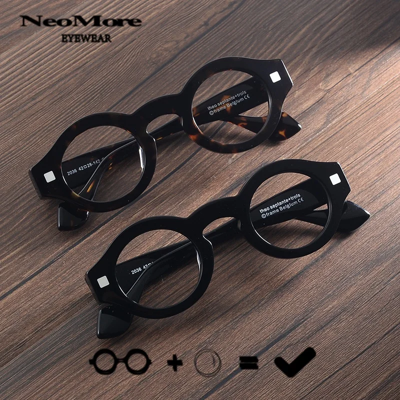 

Retro 42 Small Thick Frame Prescription Myopia Glasses Acetate Fiber Reading Presbyonic Spectacles Custom Optical Lenses Eyewea