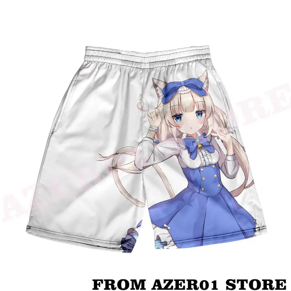 Nekopara baunilha chocolate merch verão mulher/homem cintura elástica streetwear shorts kawaii praia shorts calças