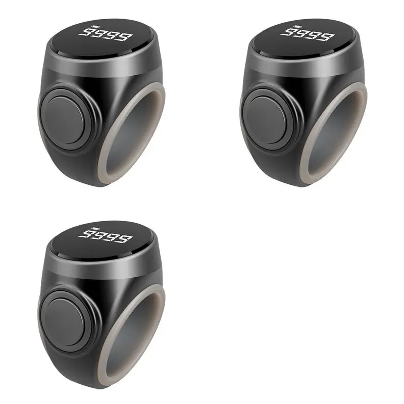 

【СЮРПРИЗ】3X Умный цифровой электронный счетчик-кольцо для пальца, счетчик-кольцо для мусульман, напоминание о времени молитвы, черный