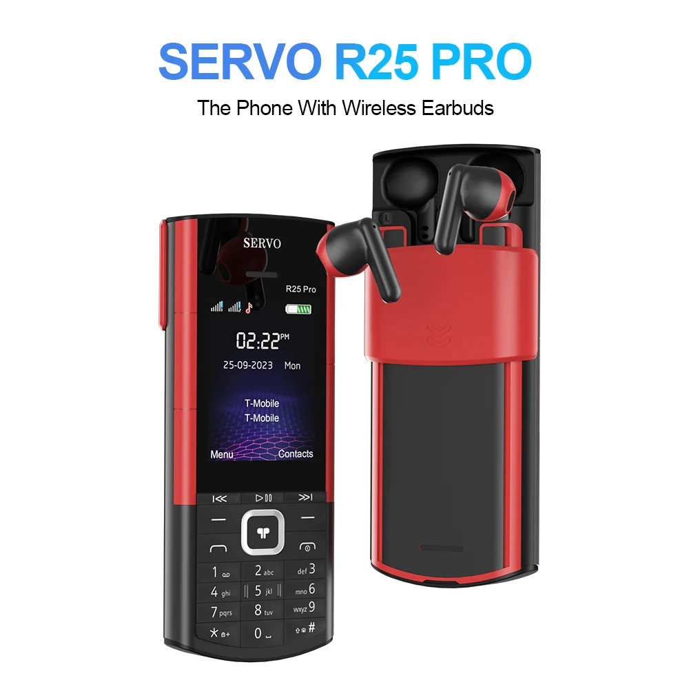 SERVO R25 Pro Mobile Phone TWS Earbuds 2 SIM Card Speed Dial Blacklist Bluetooth Call Auto Call Recording 2.4