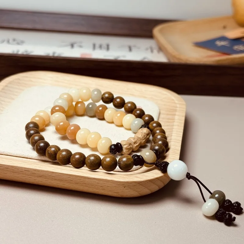 Barbie DIY Chinese-style Double-strand Bodhi Bead Bracelet Vintage Sandalwood Unique Jewelry
