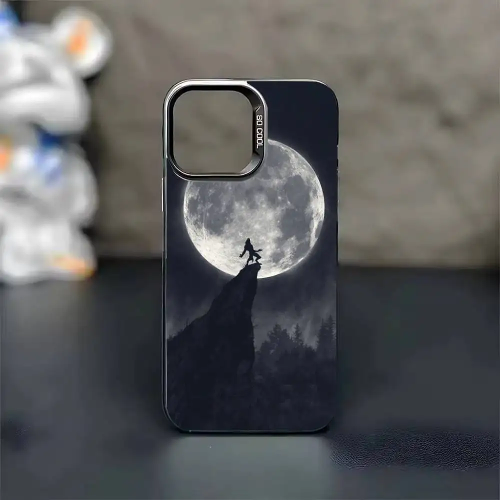 Alpha S-Sigma Wolf Telefoonhoesje voor iPhone 17 16 15 14 13 12 11 Pro Max Plus Zilver Mat Zwart Cover