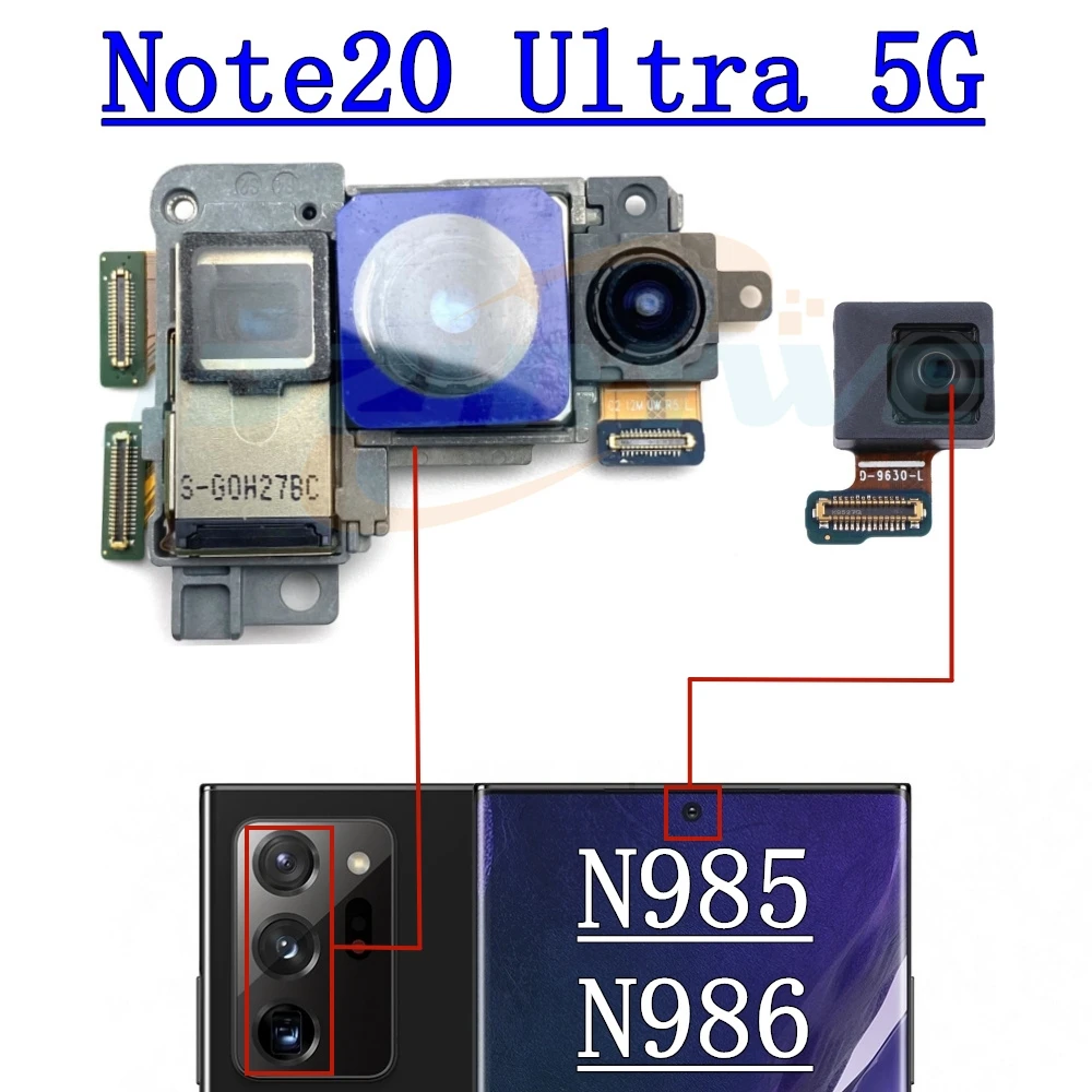 Front Back Camera For Samsung Galaxy Note20 Ultra 5G Selfie Frontal Backside Main Rear Facing Camera Module Flex Parts