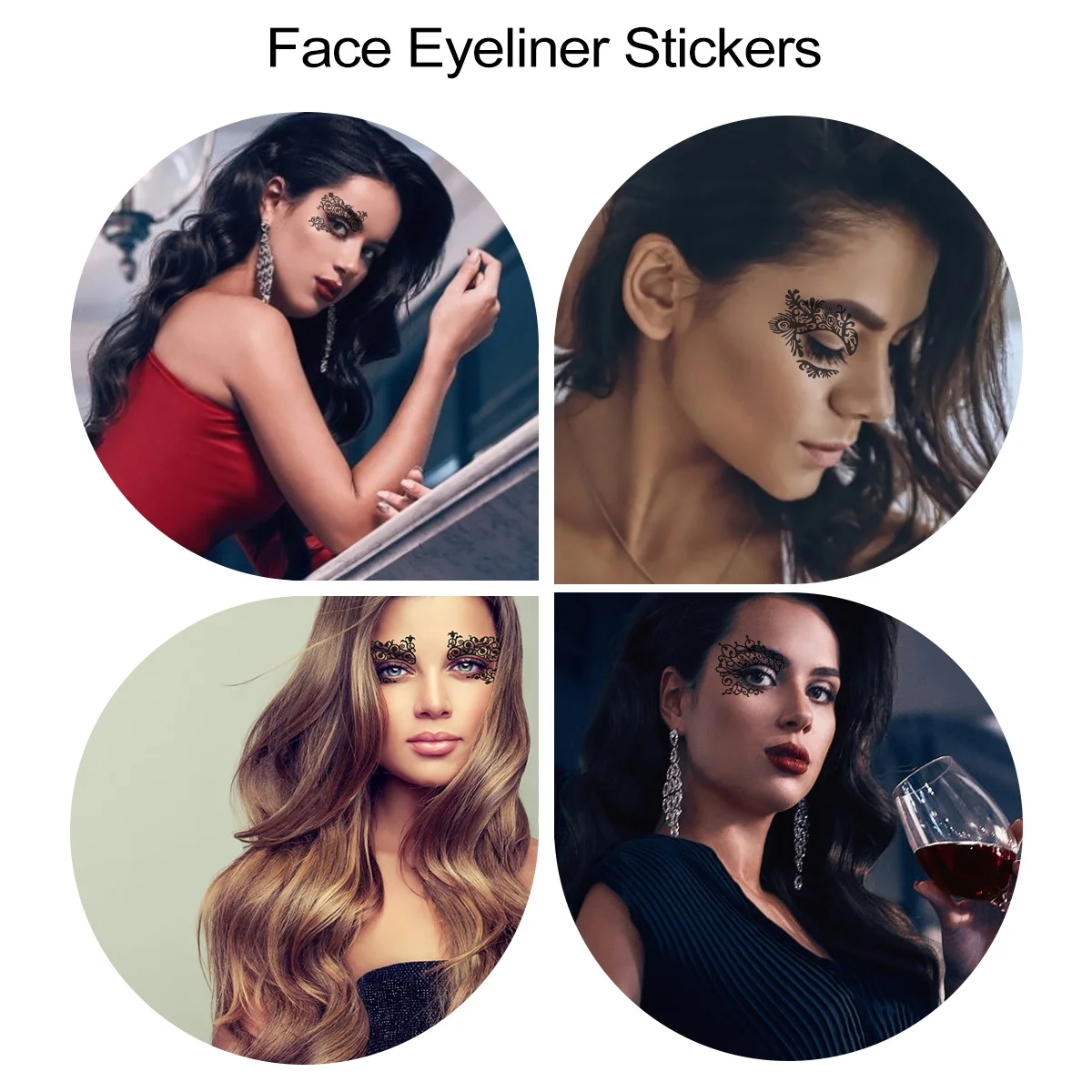 

5Pairs Eye Lace Stickers Temporary Eye Tattoos Mysterious Charm for Masquerade Balls Festivals Concerts Cosplay