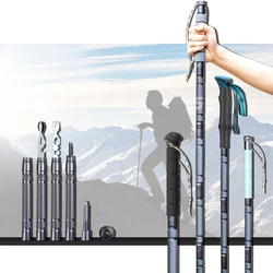 Outdoor folding telescopic spoon fork accessories cane tactical self-defense cane aluminum alloy mountaineering cane