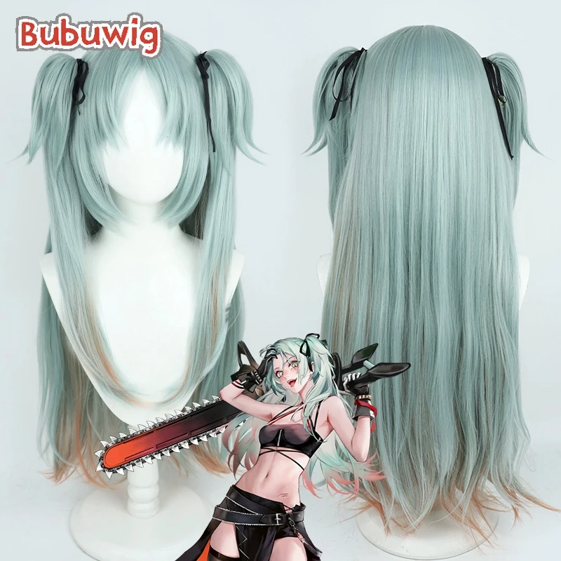 

Bubuwig Синтетические волосы Венди Косплей Парики Путь в никуда Венди Ролевые игры 85 см Зеленый смешанный оранжевый парик с хвостиком Термостойкий