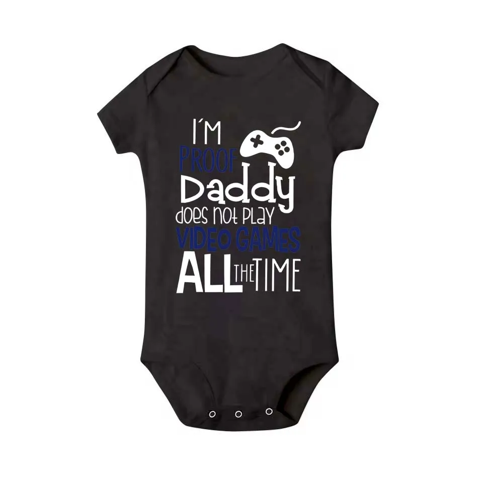 I'M PROOF DADDY DOES NOT PLAY VIDEO GAMES ALL THE TIME Game Console Print Baby Romper Newborn Short-sleeved Jumpsuit - Image 6