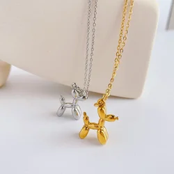 3D Balloon Dog Pendant Necklaces for Women Gold Silver Color Chain Robotic Animal Clavicle Choker Collar Jewelry Wholesale