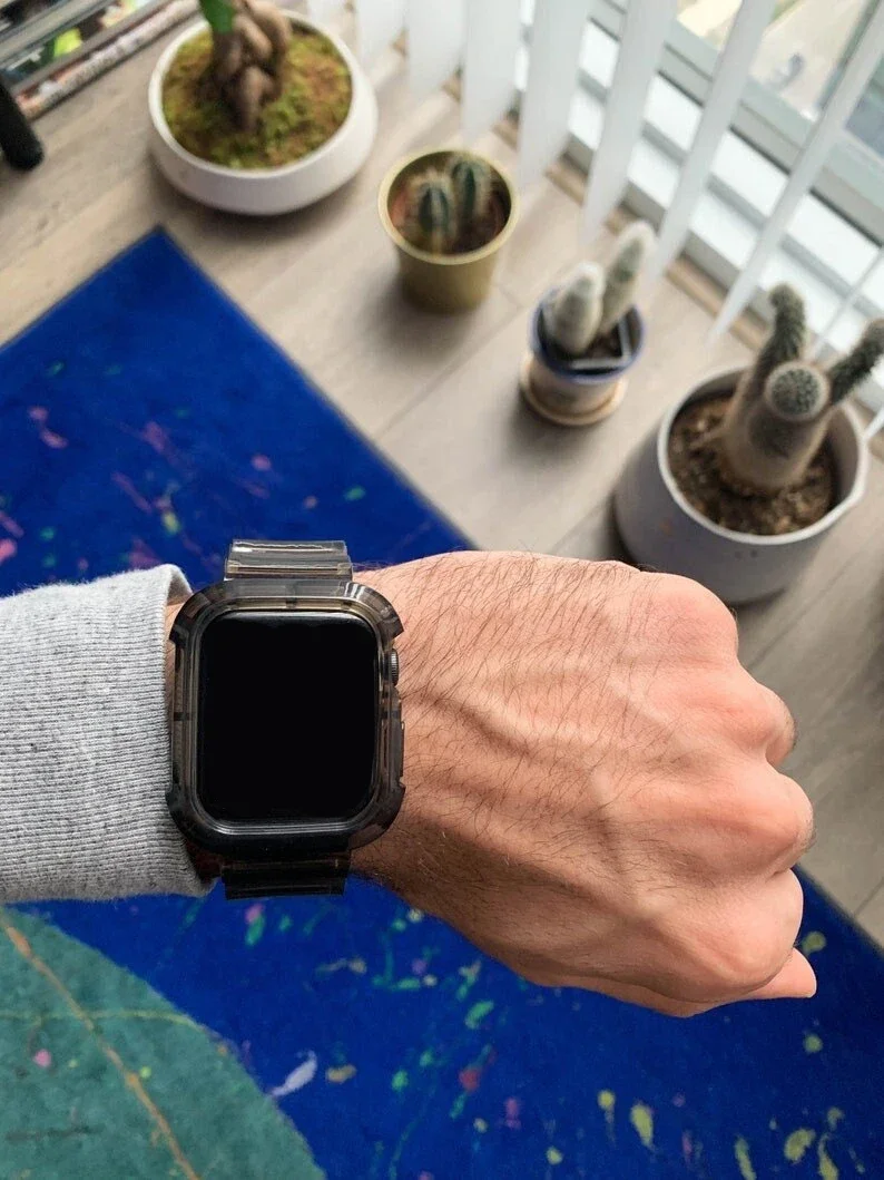 TPU Cover+Strap for Apple Watch Band 41mm 40mm 46mm 45mm 44m 42mm 49mm Clear Bracelets Shockproof iWatch 10 10 9 Ultra 8 7 6 5 4