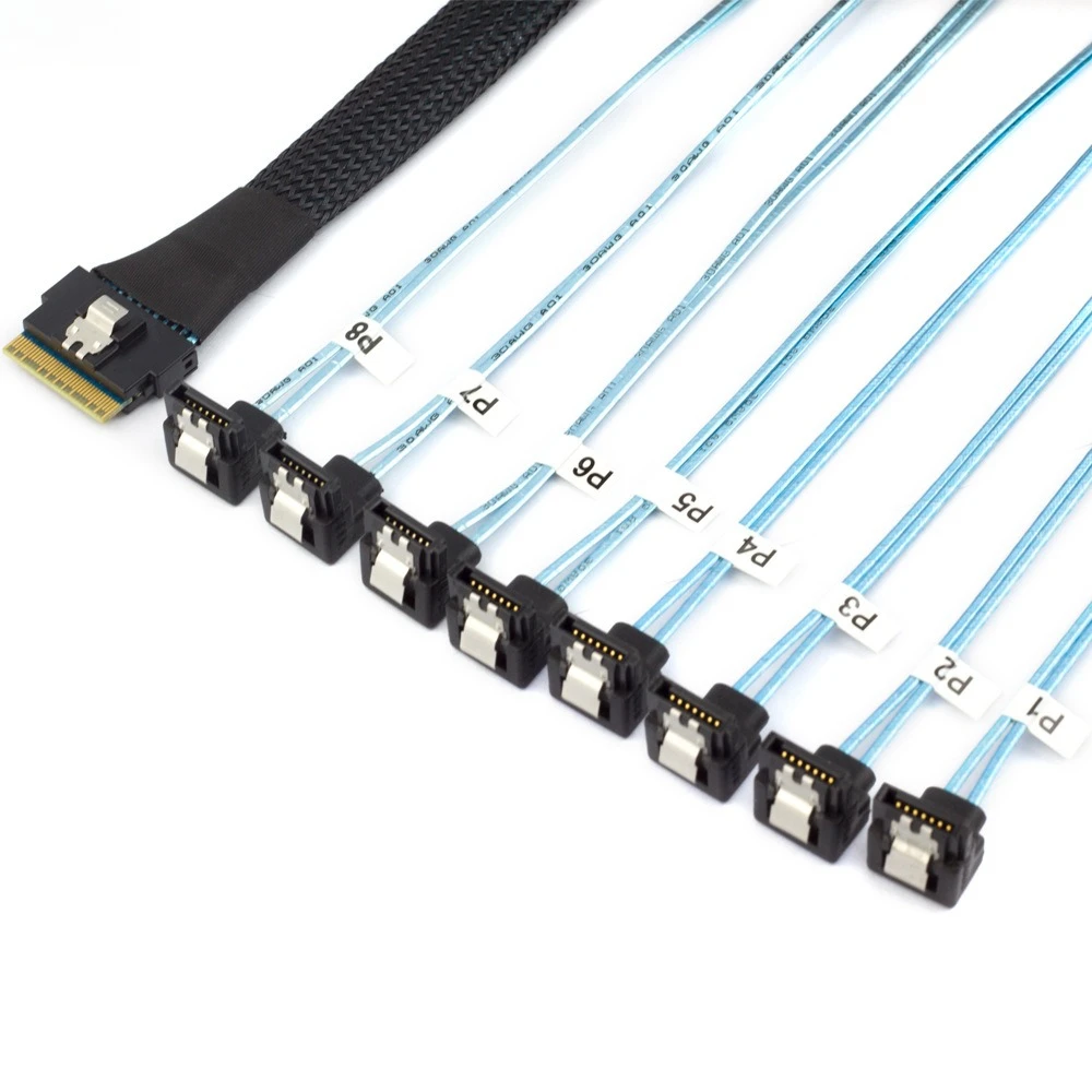 PCI-E Slimline SAS SFF-8654 8I до 8X SATA 90-градусный серверный кабель для преобразования жесткого диска Дополнительно 0,5 м 0,8 м 1 м