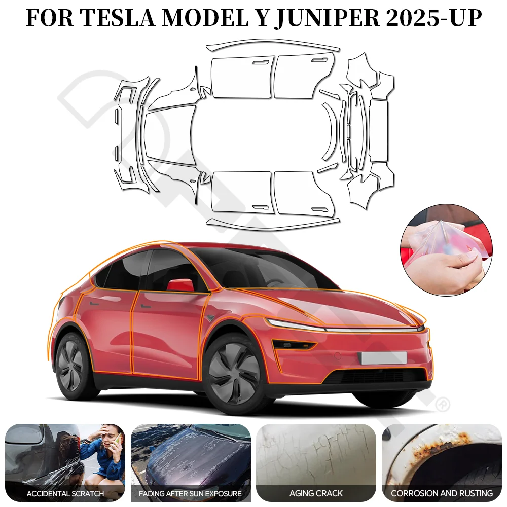 

For Tesla Model Y Juniper 2025-2026 TPU Car Film Pre-Cut 9Mil Paint Protection Film Full Vehicle PPF Anti-scratch Protective