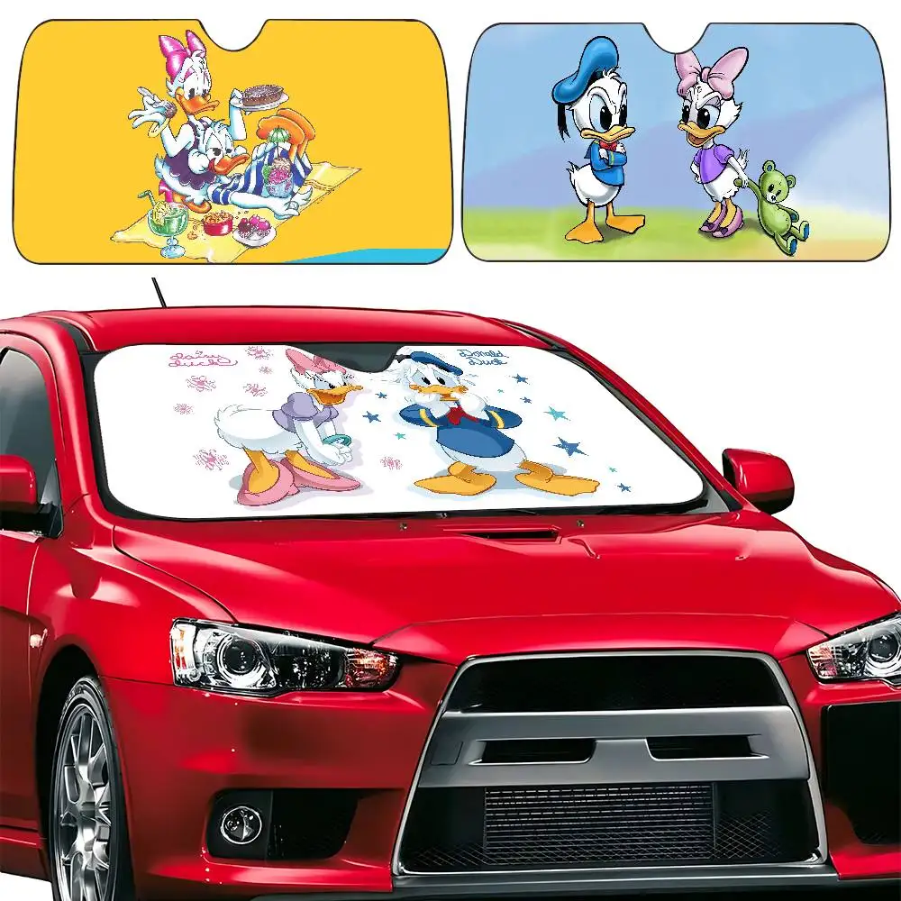 

Donald Duck Girlfriend Daisy Car SunShade Windscreen Front Window Visor 70x130cm Sun Visor Solar Protect Plaid Gift Novelty Car