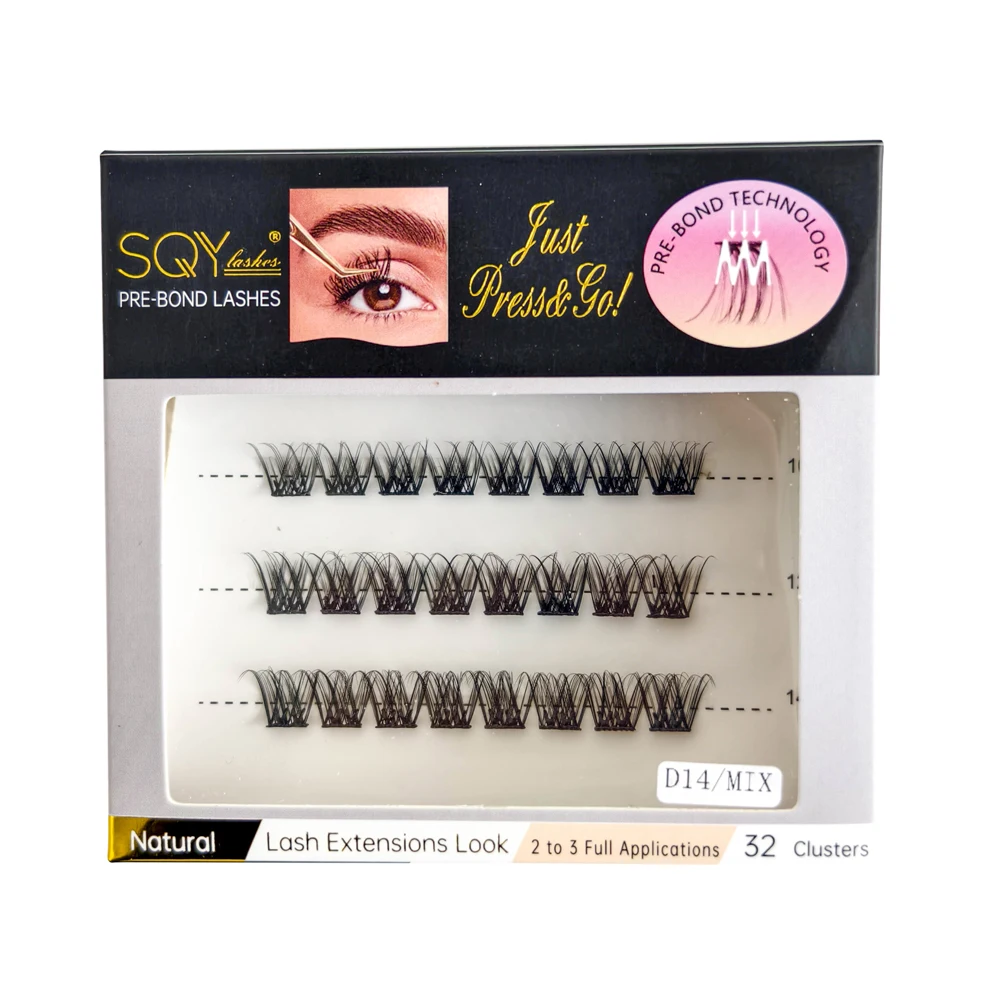 Druk Op Wimperclusters Zelfklevende Wimpers Voorgelijmde Clusterwimpers Zelfklevende Wimperclusters Pre-Bond Diy Lash Herbruikbaar