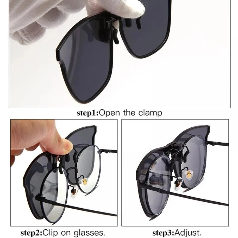 Polarized Clip On Sunglasses Men Car Driver Goggles Night Vision Glasses Anti Glare Vintage Square Eyewear UV400 Oculos view 3