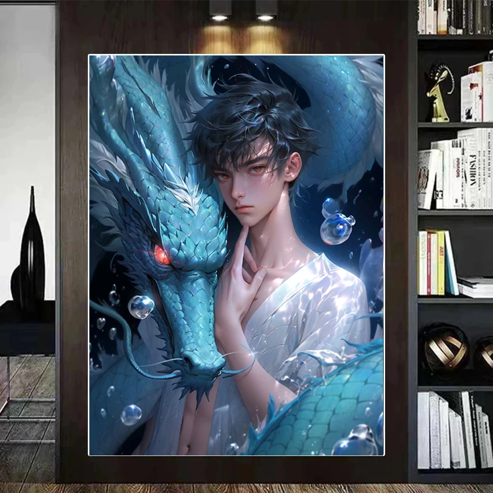 Dragon Man Anime Diy Diamond Painting Full Square Round Diamond Embroidery Home Decoration Cartoon Boy Home Decoration Gift