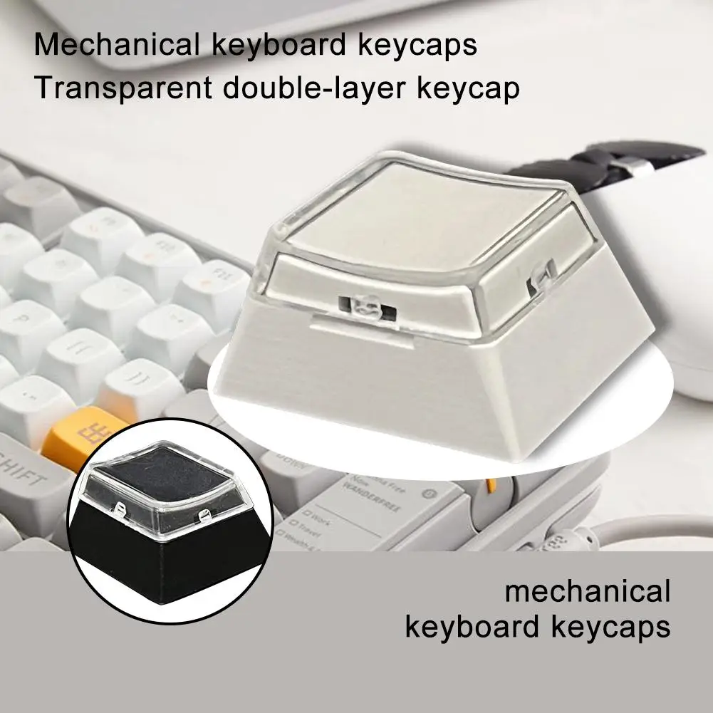 1Pcs Transparent Black Keycaps Double-layer Keycaps Clips Removable Keycap Custom Paper Relegendable Switch Mx A2T1
