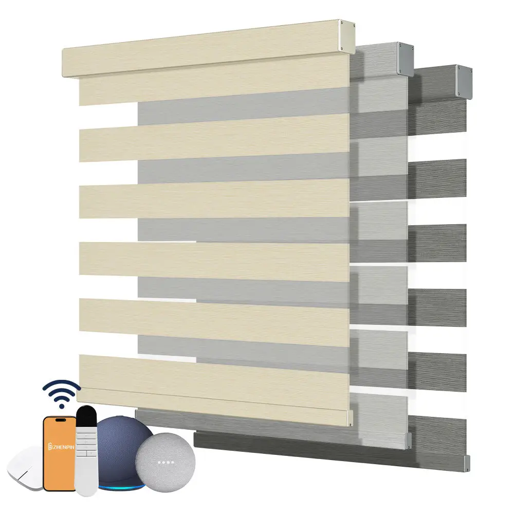 Professional Customized Waterproof Cordless Smart Motorized Zebra Blinds Wifi Tuya Compatible for Home and Office