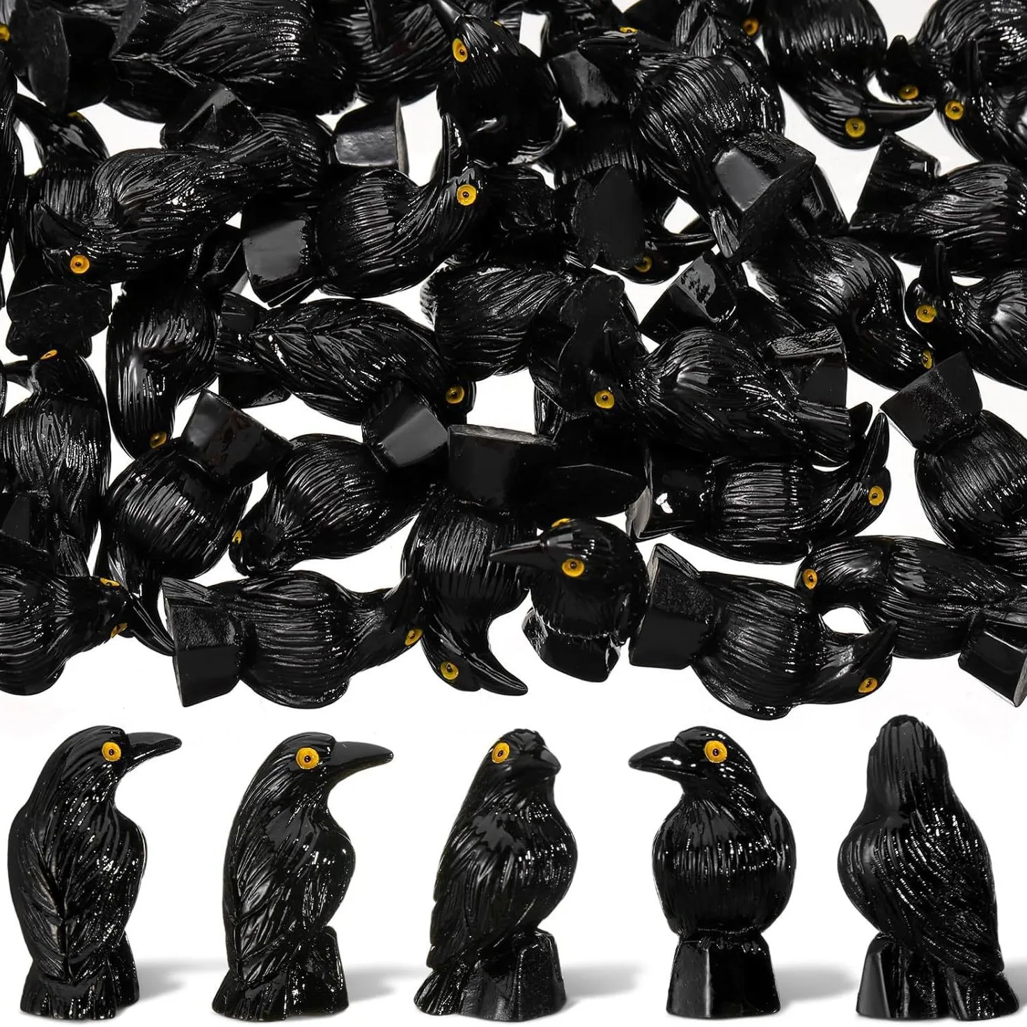 10~50PCs Mini Black Halloween Raven Decorative Ornaments Resin Accessories Landscape Small Animal Decorative Handmade DIY Crafts