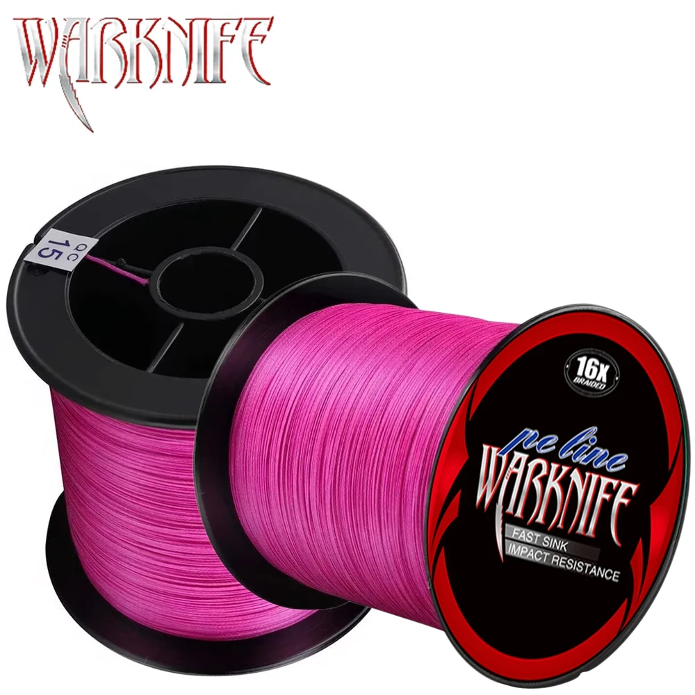 Warknife 16 Strands 100M - 2000M Hollow Core PE Extreme Braided Fishing Line 20LBs-500LBs Japan Multifilament Assist Line Pink