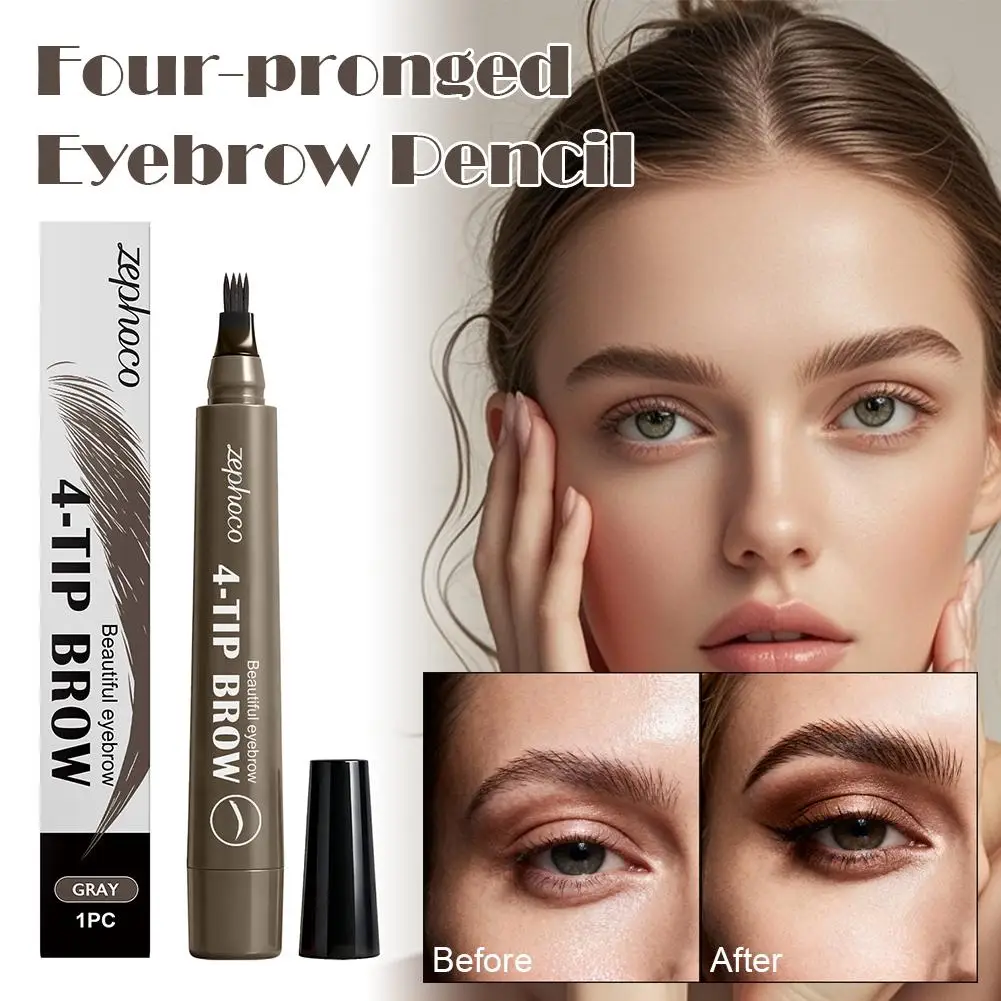 

3D карандаш для бровей с четырьмя зубцами, водостойкий, долговечный и гладкий цветной, ежедневный естественный макияж бровей O5X8