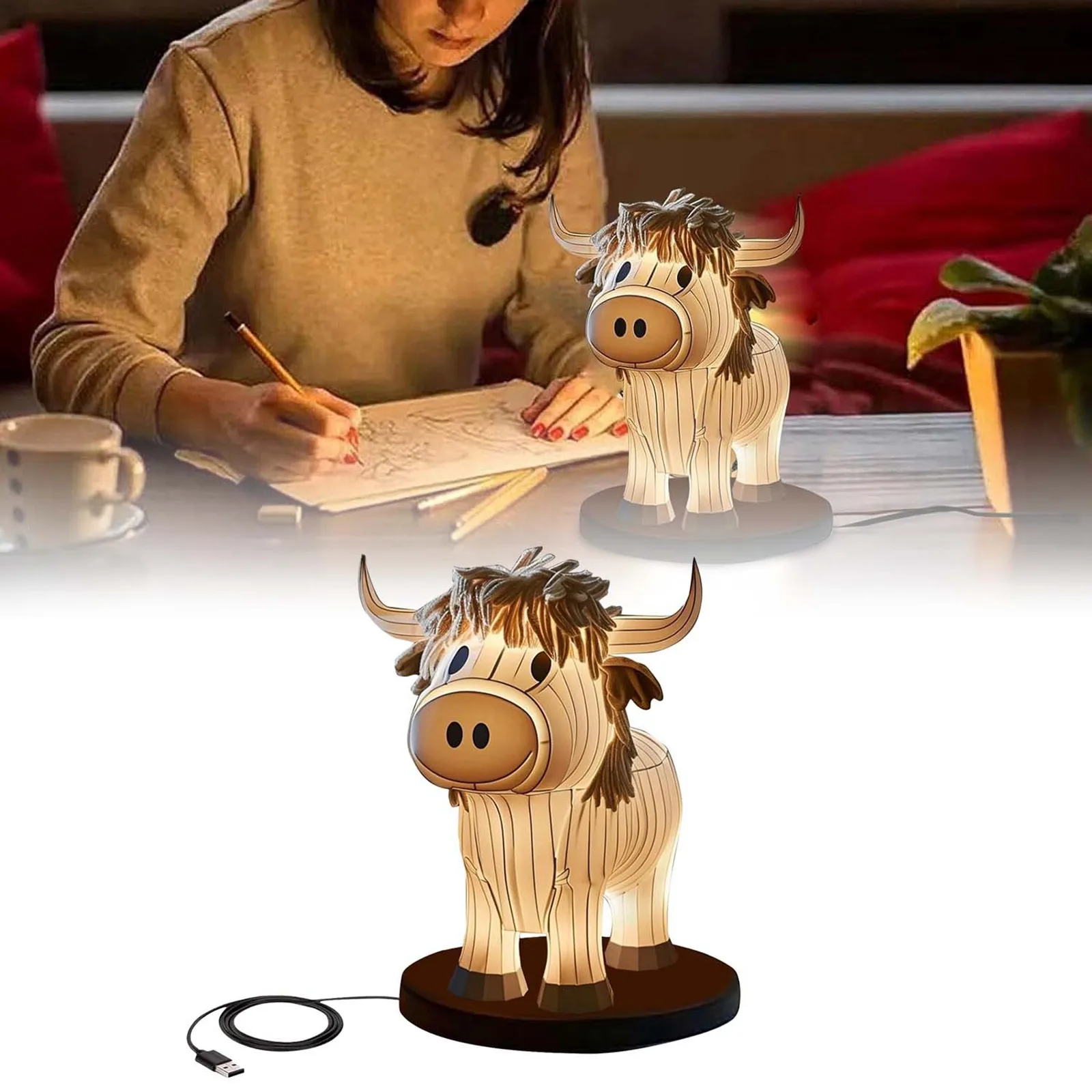 Vintage Cow Table Lamp For Living Room Bedroom Desk Decoration Birthday Gift Nightstand Cow Lamp Children Night Light Cow Lamp