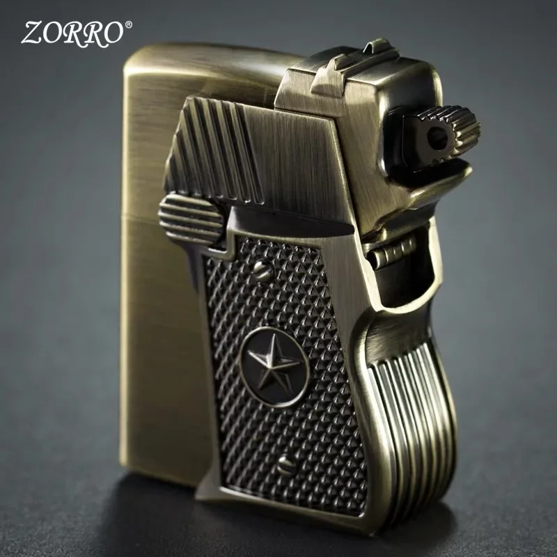 ZORRO Kerosene Lighter Unique BIU BIU Shape Copper Windproof Lighter Cigar Cigarette Lighter Men\'s Exquisite Gift Collection