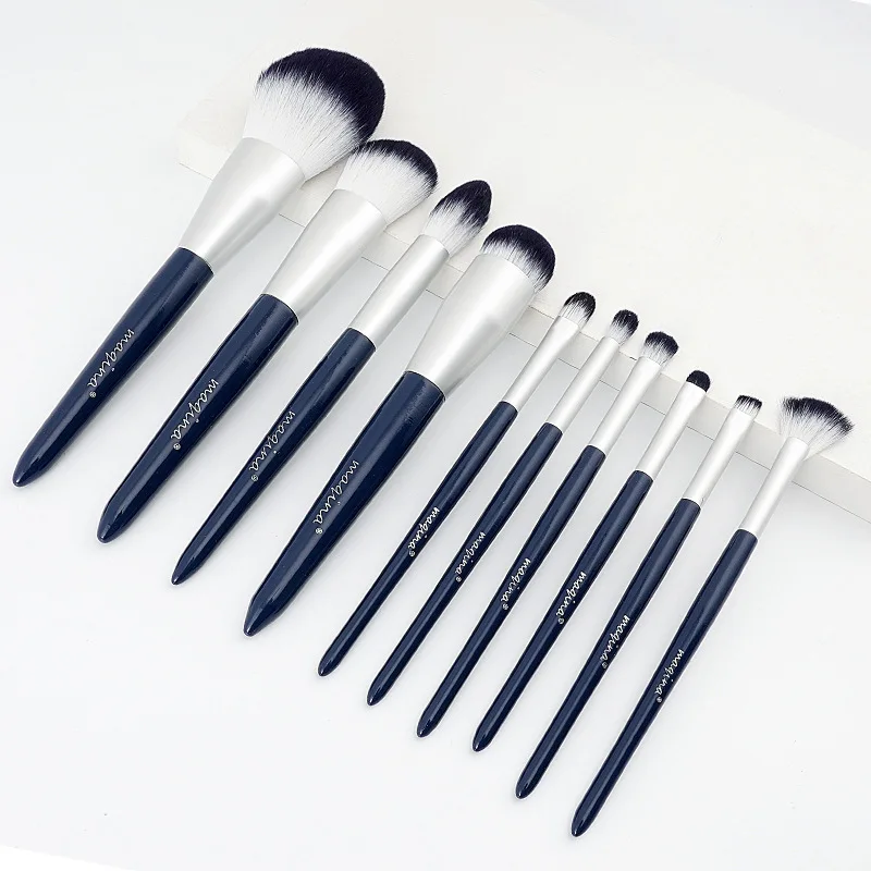 Ensemble de pinceaux de maquillage Ultra doux, manche en bois, correcteur de Blush, fard à paupières, Kit cosmétique de voyage Portable, 10 pièces