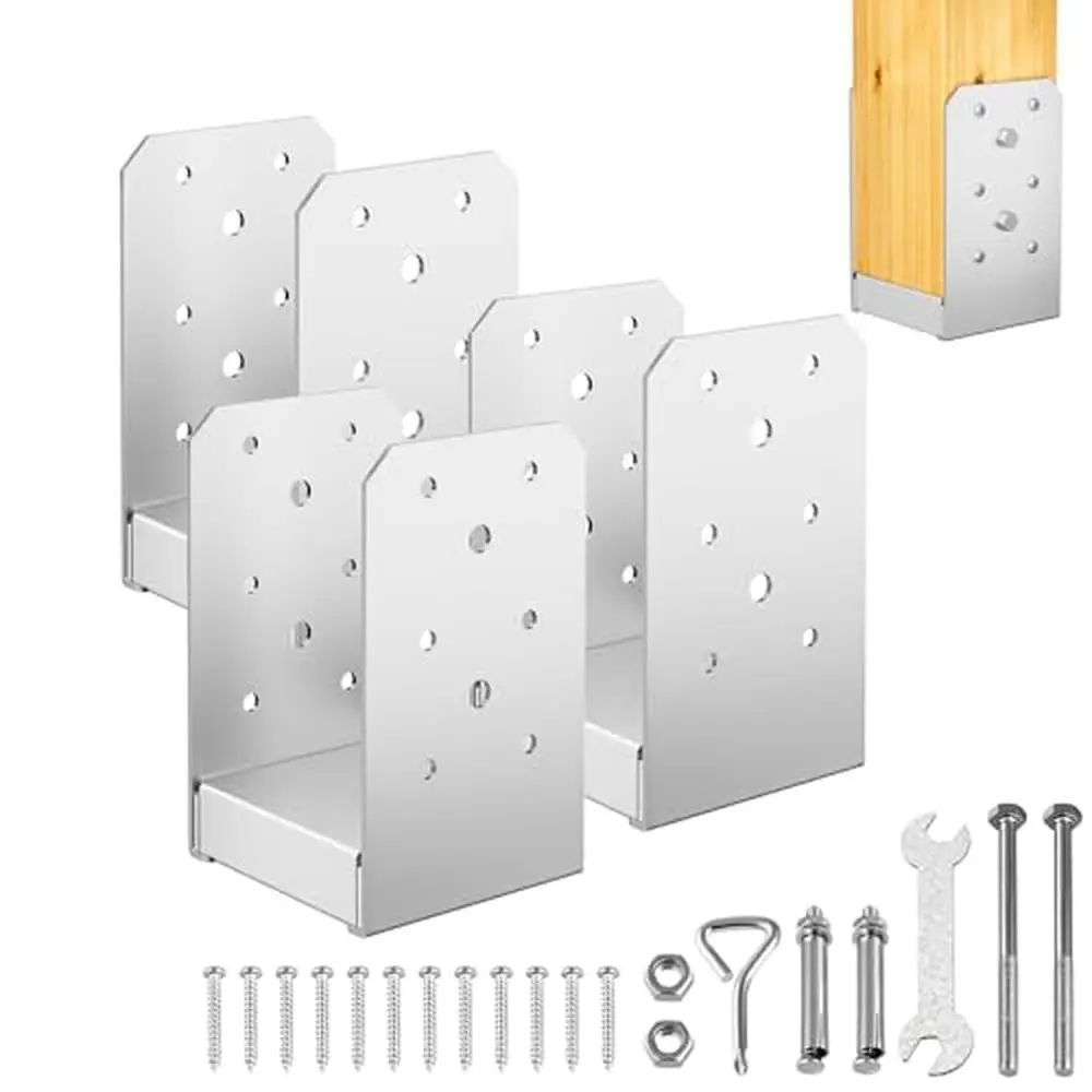 

Stainless Steel Adjustable Post Anchor Bracket 3-Pack Fits 3.5 x 3.5" Post Corrosion-Resistant Easy Installation