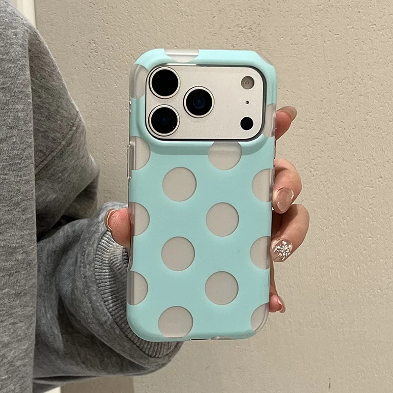Fundas de Teléfono con Diseño de Puntos para iPhone 15 16 17 Pro Max, Funda 13 14 Pro, Carcasa Rígida IMD TPU a Prueba d