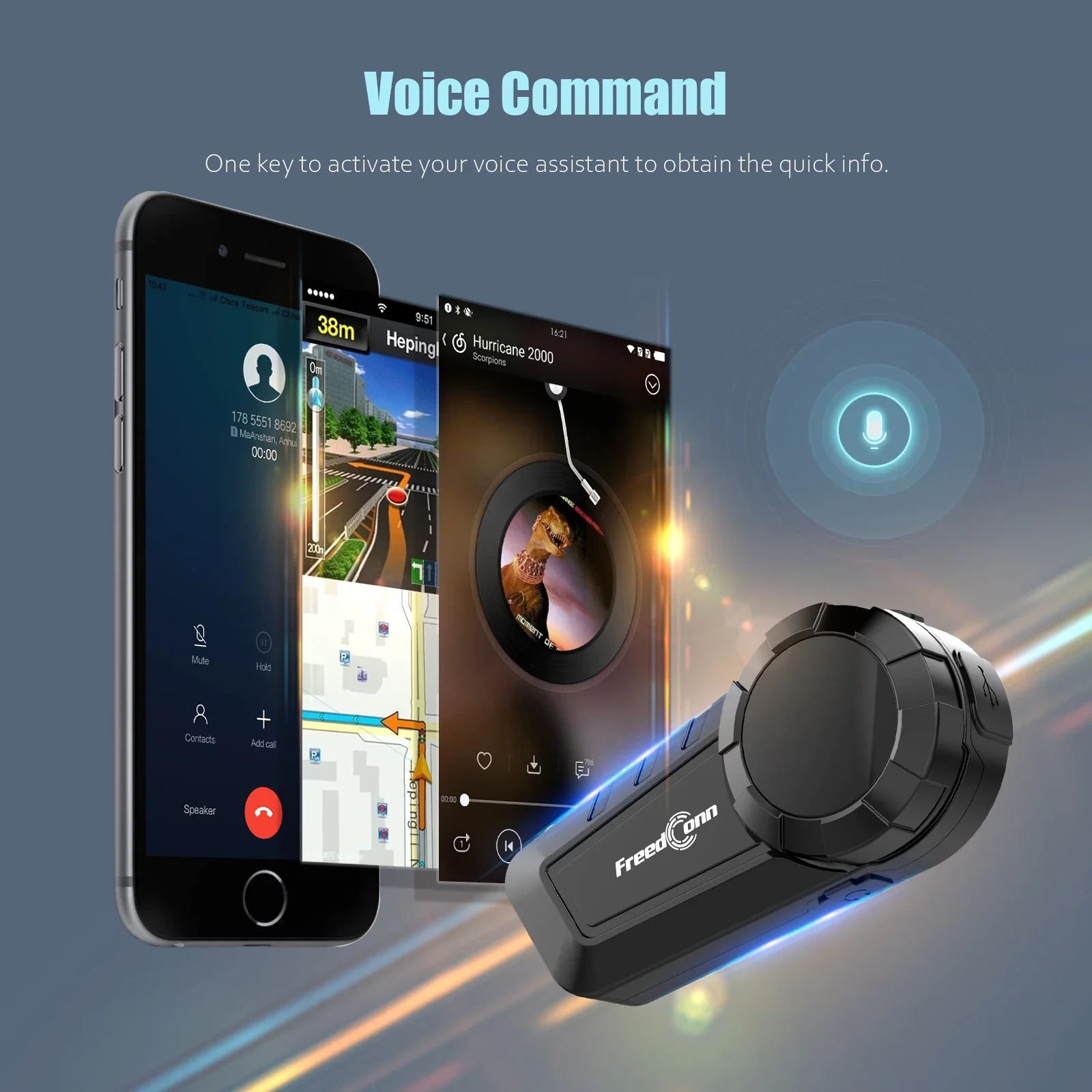 FreedconnMotorcycle Intercom Wireless Bluetooth Helmet Headset Motorbike 6 Riders 1000M Moto Group Waterproof Interphone image 3