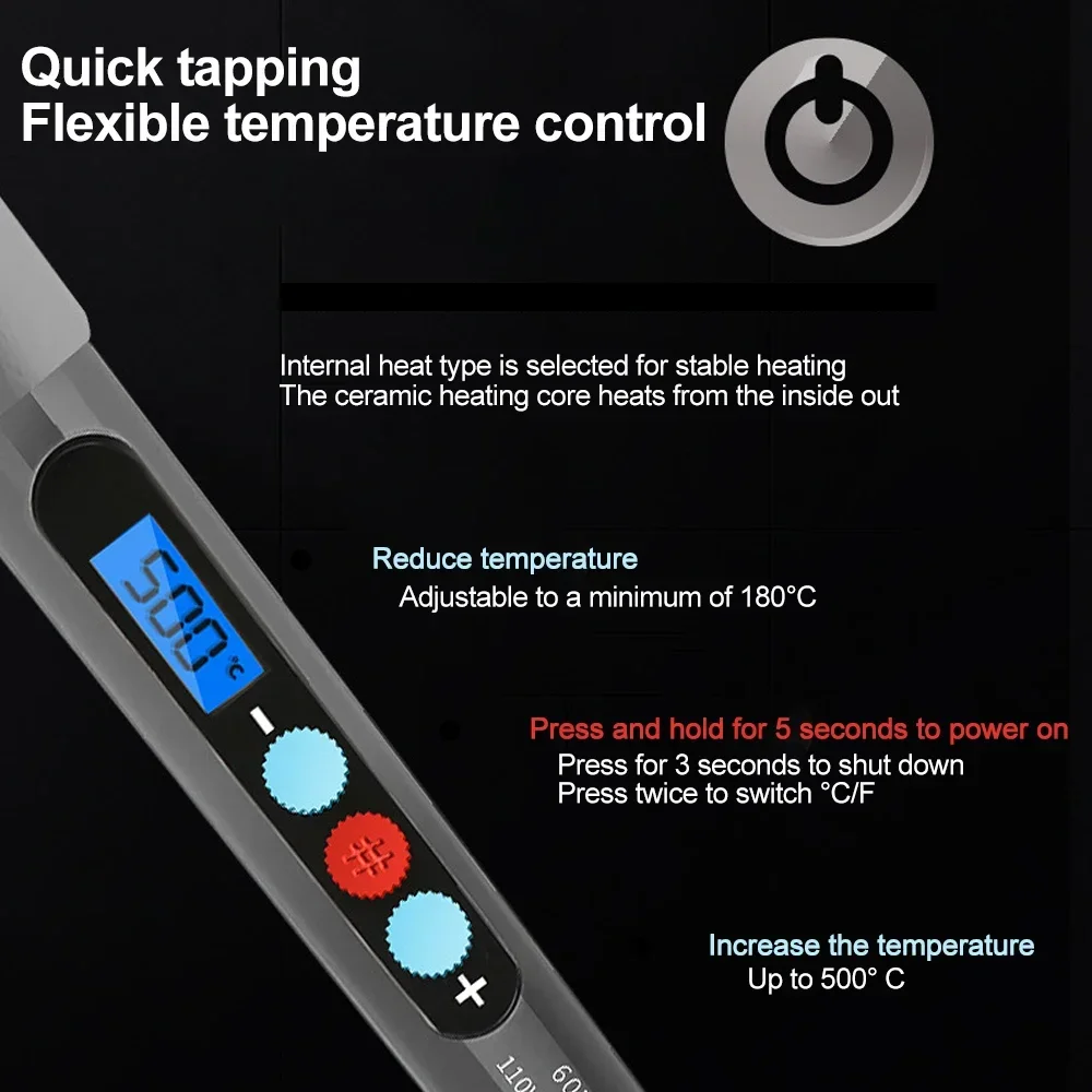 7pcs il più nuovo saldatore elettrico temperatura regolabile riscaldamento rapido stazione di rilavorazione del nucleo in ceramica strumento di