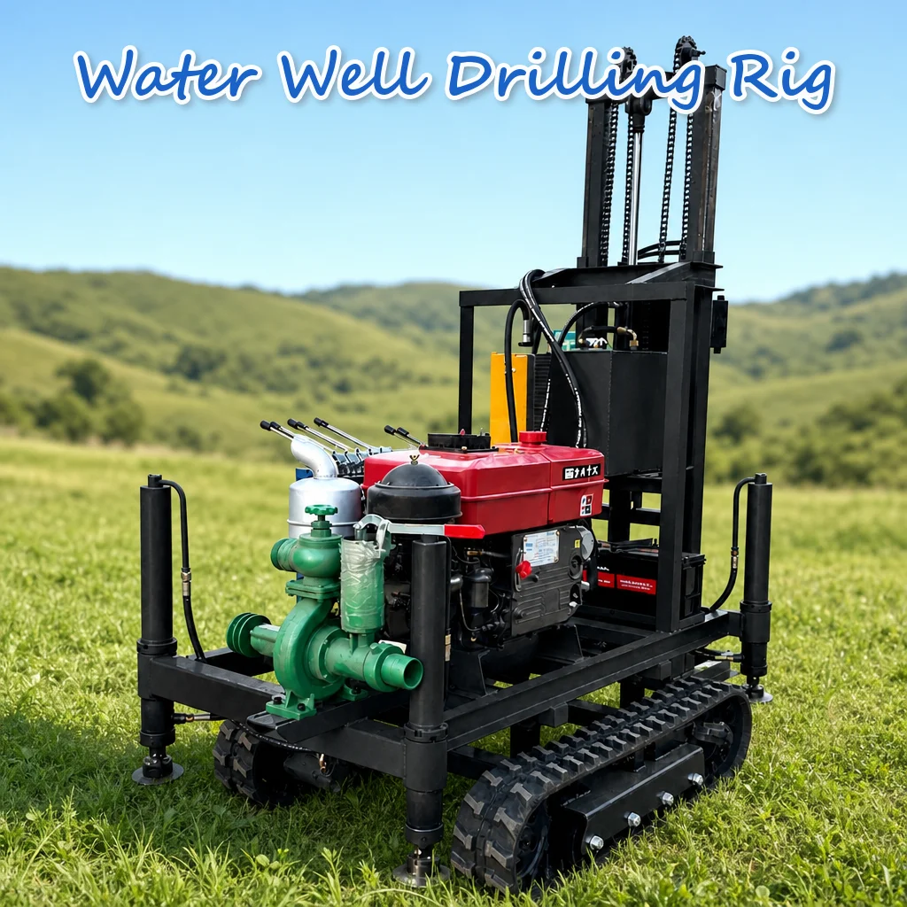 Customized Water Well Drilling Rig Hydraulic Operated Diesel Driven 22HP to 35HP Wheel Chassis Compact Peak Power Output