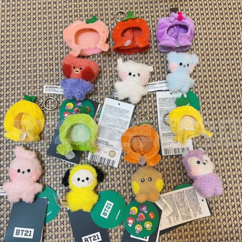 Bt21 mini série de frutas tata koya boneca de pelúcia pingente dos desenhos animados cooky chimmy brinquedo chaveiro mochila pendurado ornamento presente aniversário