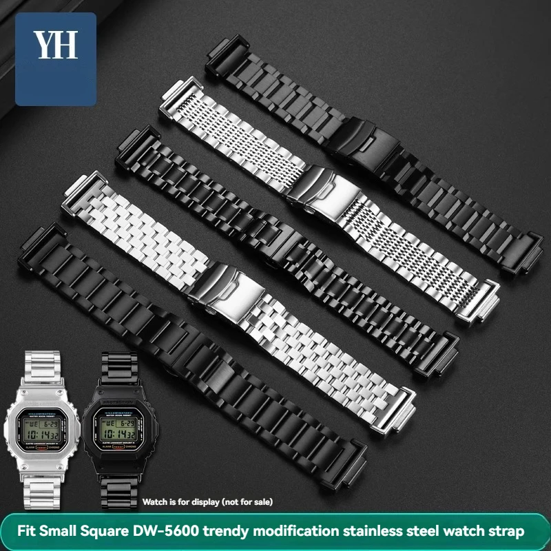 For Casio DW5600 DW-5600 DW-5610 Gwm5610 GW-B5600 GA110 GA-700 Modified Stainless Steel Watch Strap with Connector Metal Chain