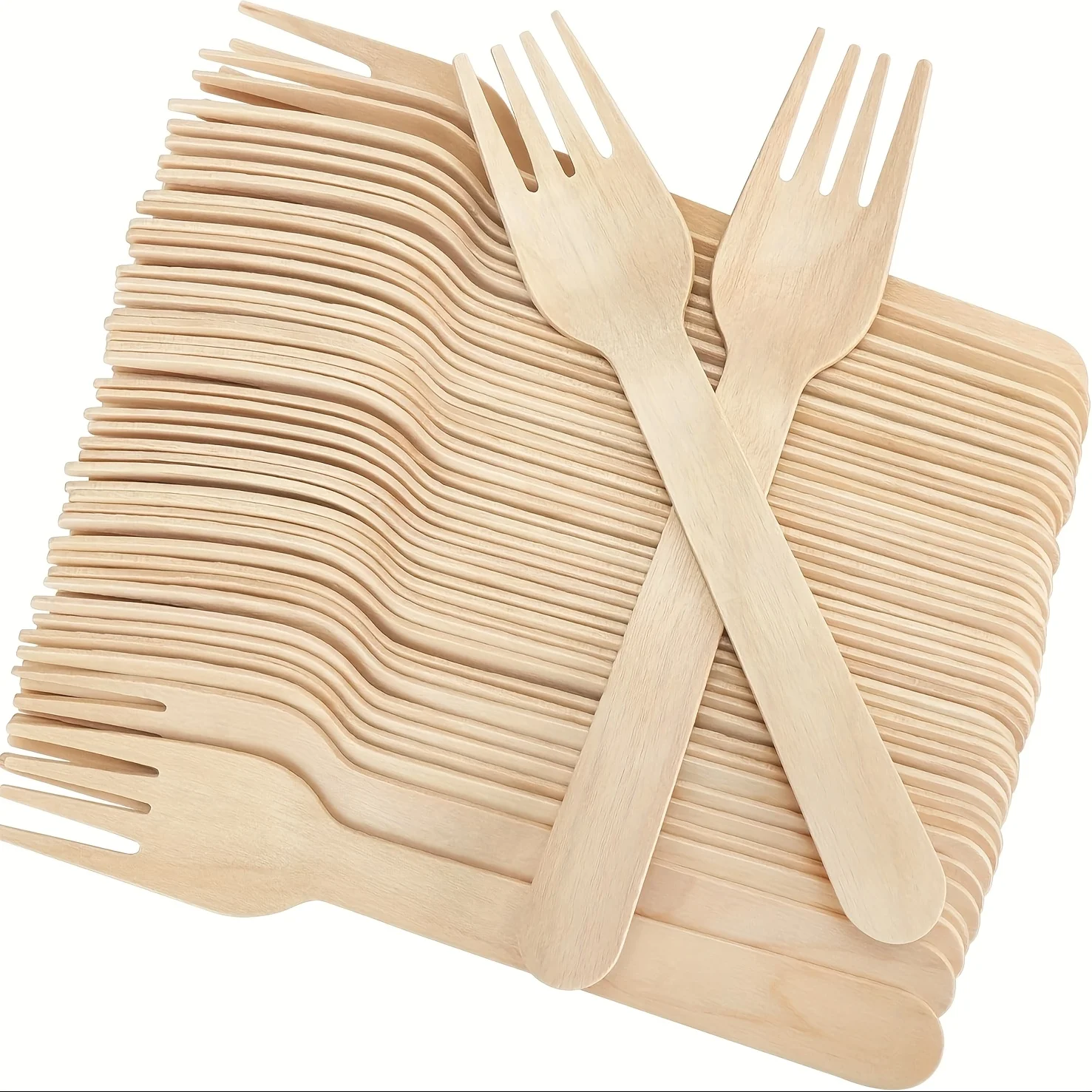 5.5inch / 6.2inch Disposable Wooden Forks Are Suitable for Parties, Camping, Weddings, Graduation Season Gatherings and Travel, and Are Best for Christmas