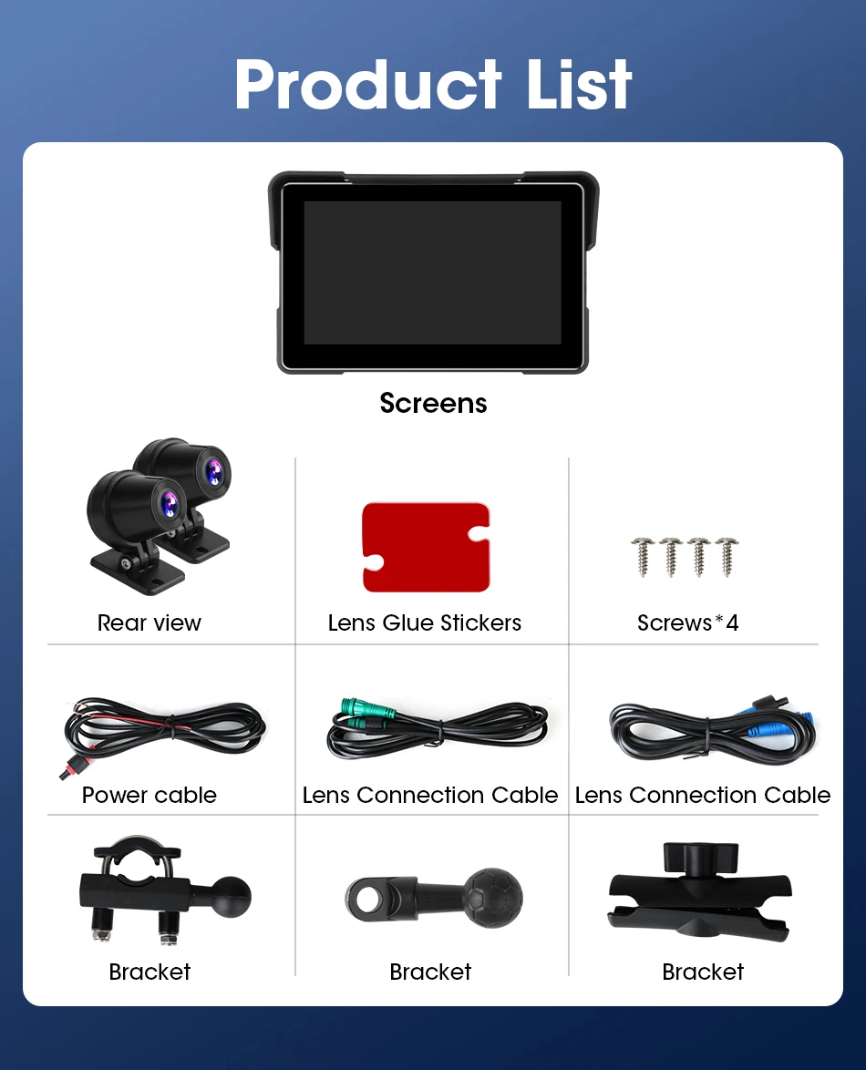 Tragbare 7 "IPX7 Wasserdichte Motorrad Navigation GPS DVR Android Auto Carplay Bildschirm für Moto Kameras Video Recorder BT Monitor – Detail 28